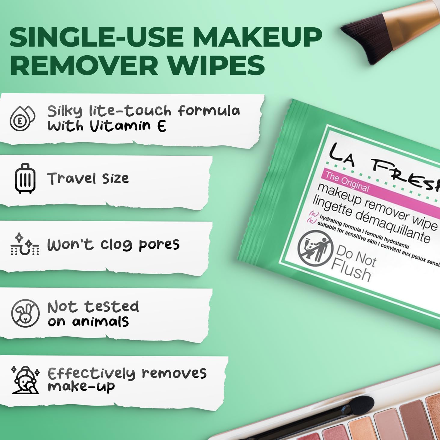 La Fresh Makeup Remover Wipes with Vitamin E – Face Eyes Lips – Travel Case 50ct