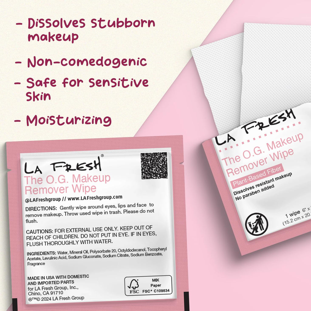 La Fresh Makeup Removal Wipes – Waterproof, 200 Count, Travel Essentials