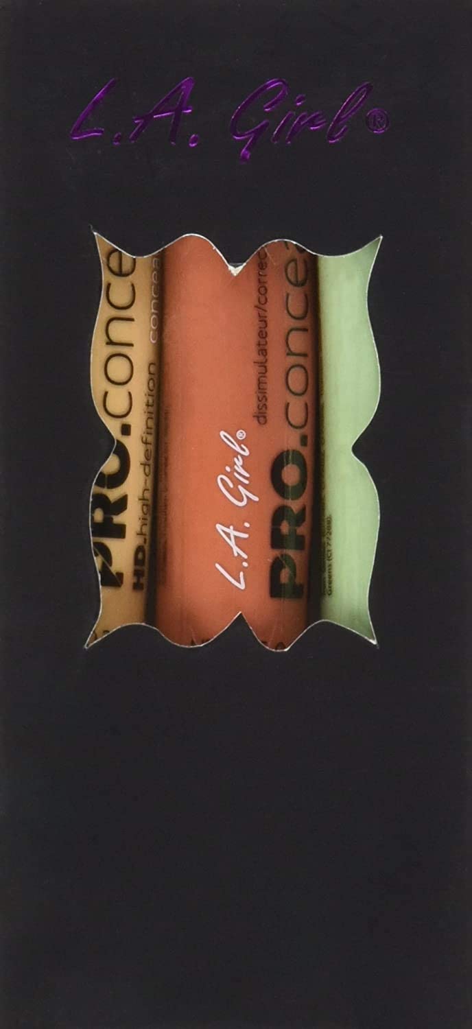 L.A. Girl Pro Conceal Set Orange, Yellow & Green Correctors – 3-Pack (GC990 GC991 GC992-B)