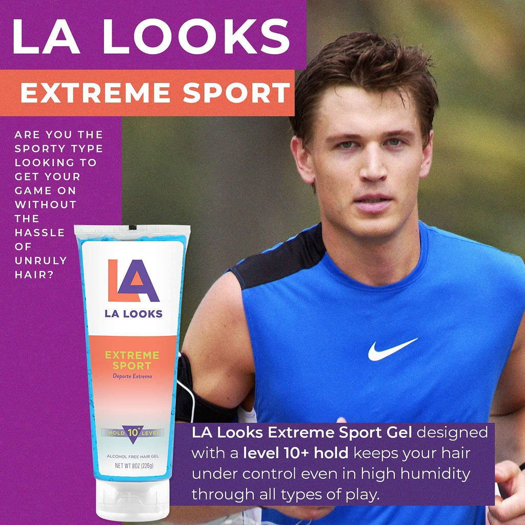 L.A. Looks Absolute Sport Gel - Extreme Hold, 8 oz, Humidity-Resistant, Color-Safe