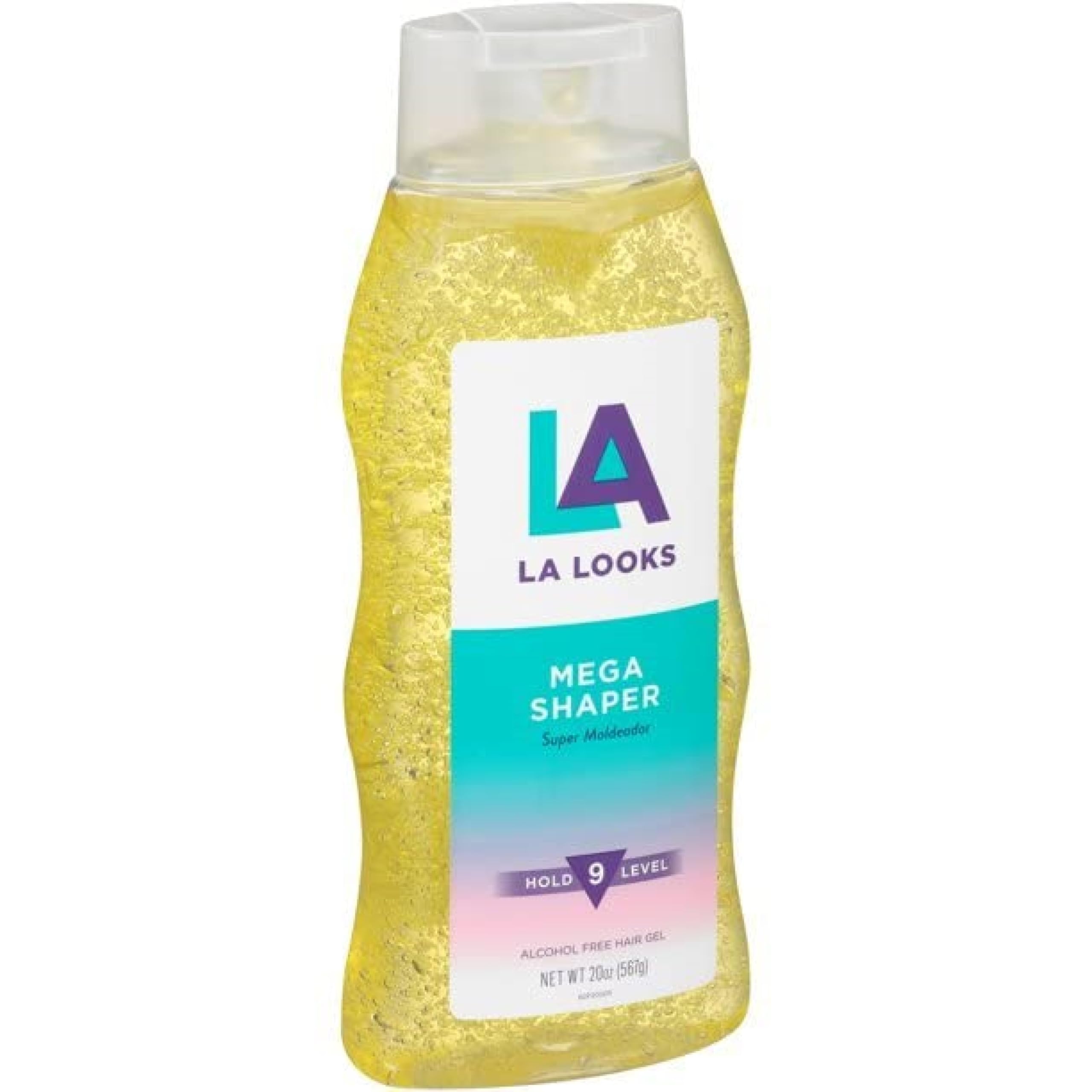 L.A. Looks Gel #9 Mega Mega Hold – 20oz/591ml, Alcohol-Free, Glossy Finish, Yellow Bottle (6 Pack)