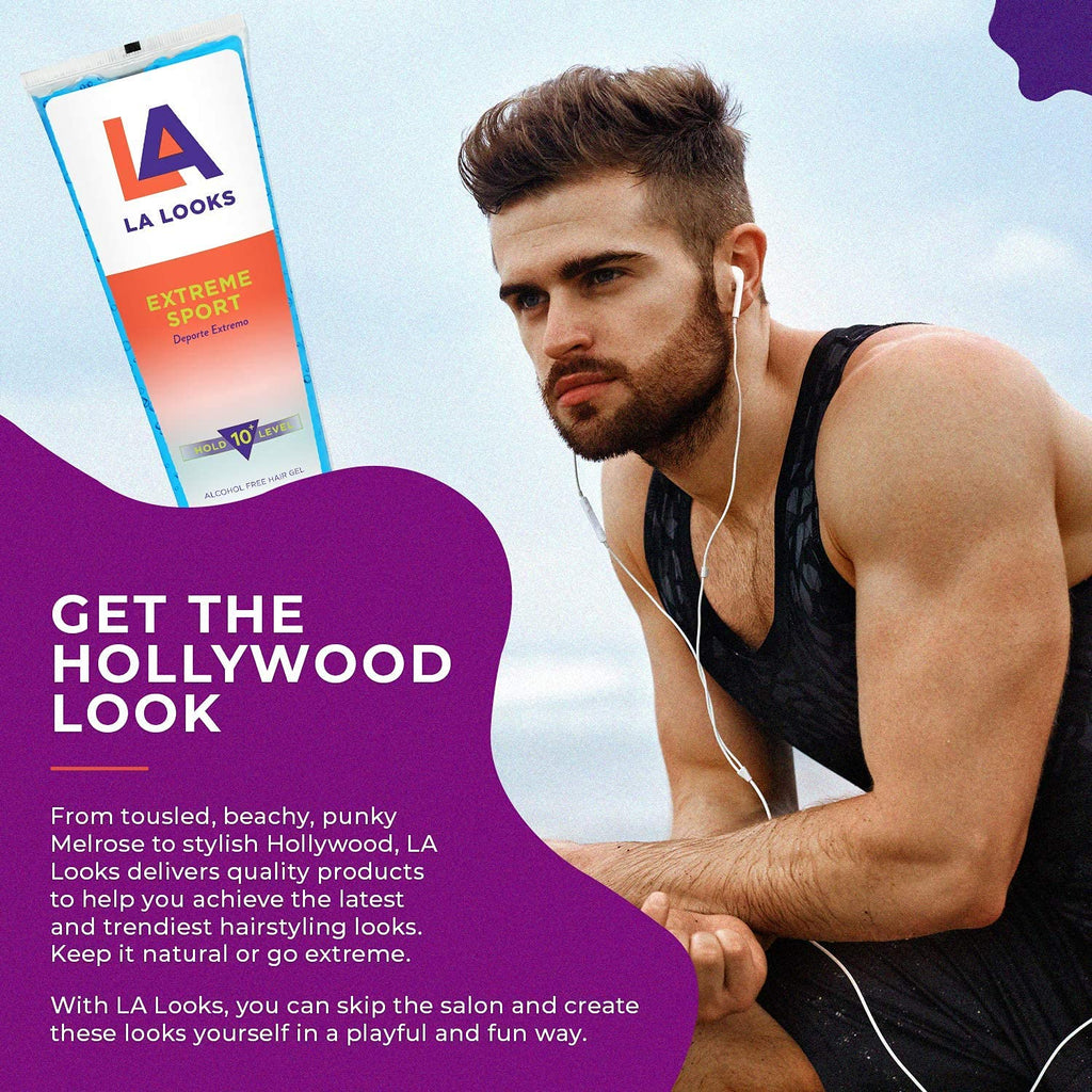 L.A. Looks Absolute Sport Gel - Extreme Hold, 8 oz, Humidity-Resistant, Color-Safe