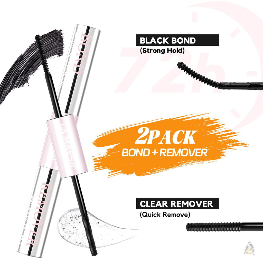 La Maesii Lash Bond and Remover 2-in-1 Pack 2 — Waterproof Glue, 72H Hold, Latex Free