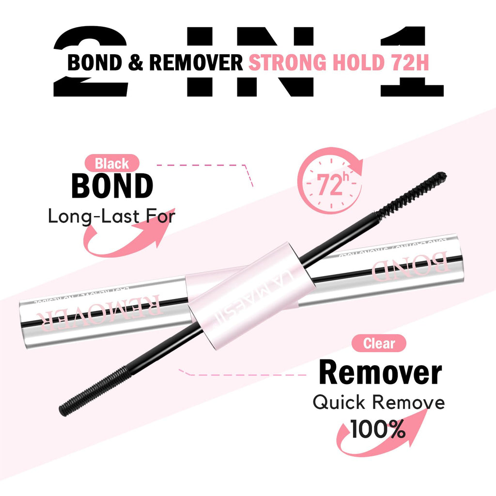 La Maesii Lash Bond and Remover 2-in-1 Pack 2 — Waterproof Glue, 72H Hold, Latex Free