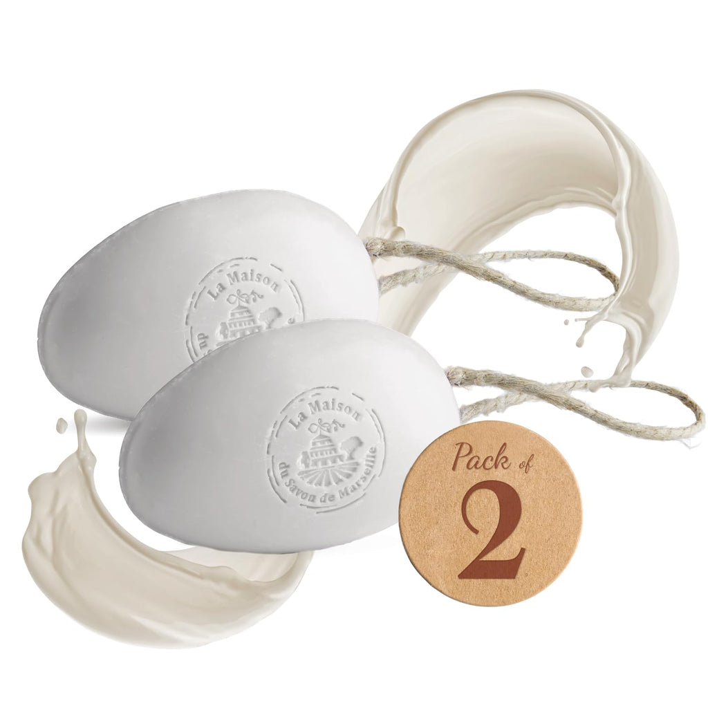 La Maison du Savon de Marseille – French Soap on a Rope Duo | Moisturizing Donkey Milk & Shea Butter Bars