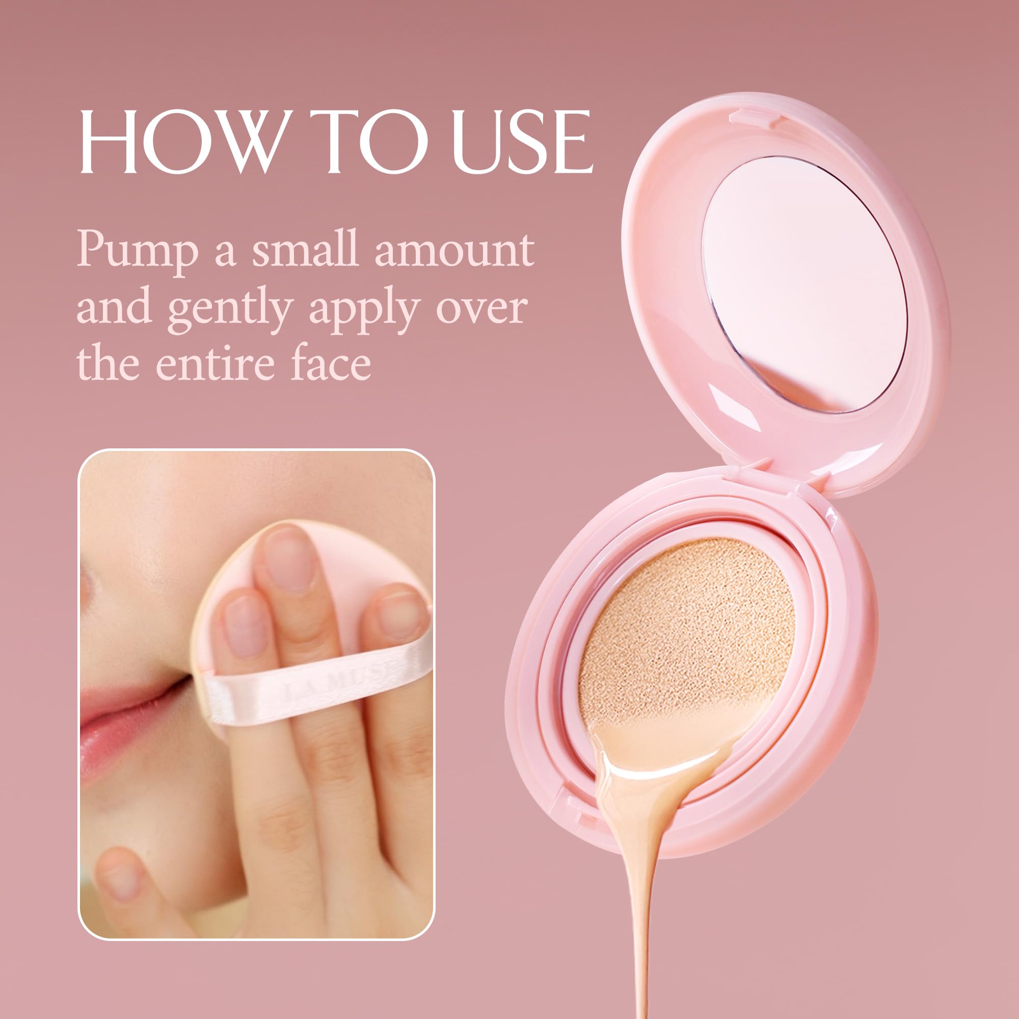 LA MUSE Korean Glow Cushion Foundation with PDRN – Shade No.20 Pure Ivory