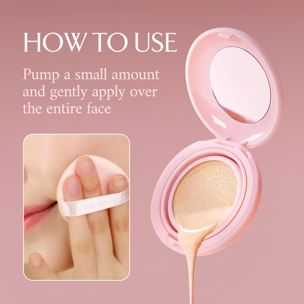 LA MUSE Korean Glow Cushion Foundation No.22 Neutral Beige | PDRN + 65% Hyaluronic Hydration