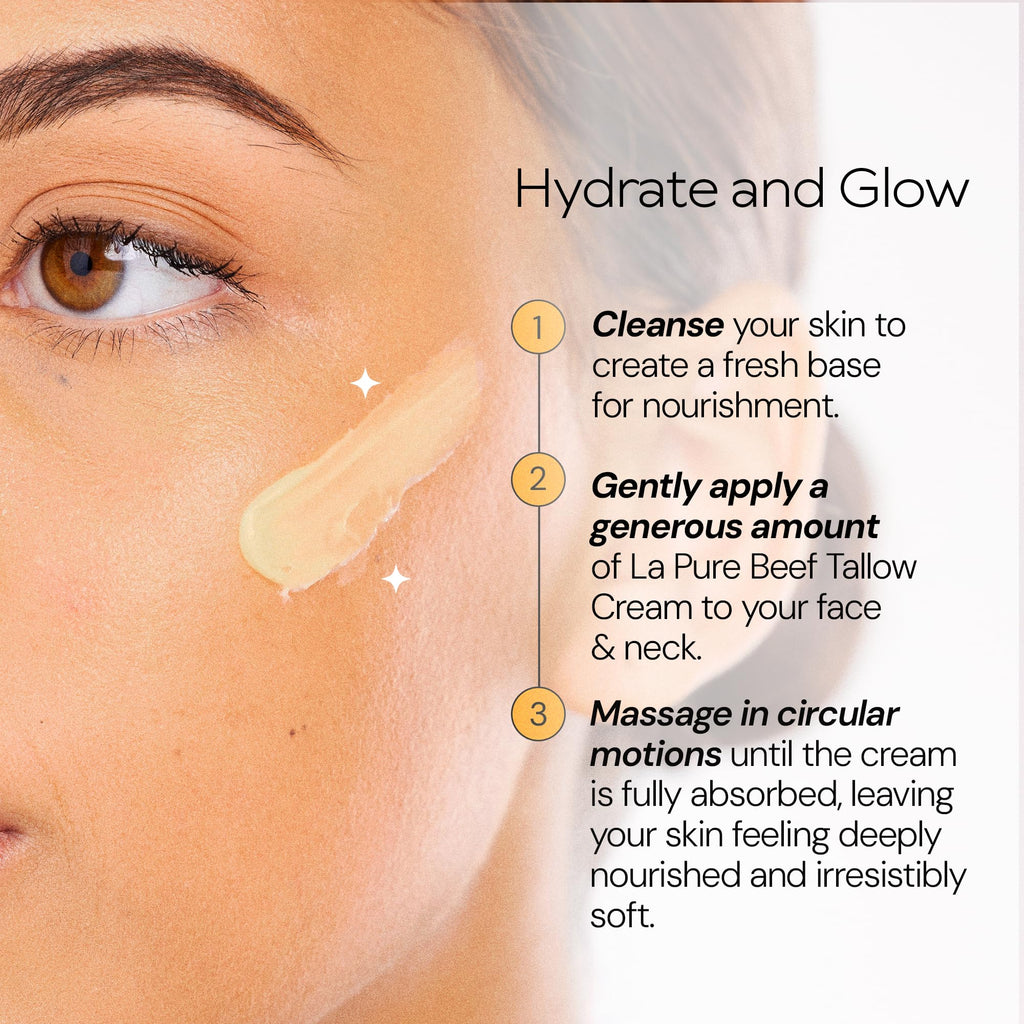 LA PURE Beef Tallow Face Cream – Hydrating, Non-Greasy Moisturizer with Aloe Vera, Hyaluronic Acid, Frankincense & Vitamin E