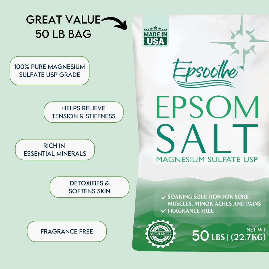LA SALT CO Epsom Bath Salt – Unscented, Fine Grain, 50 lb Bulk Bag (Magnesium Sulfate USP)