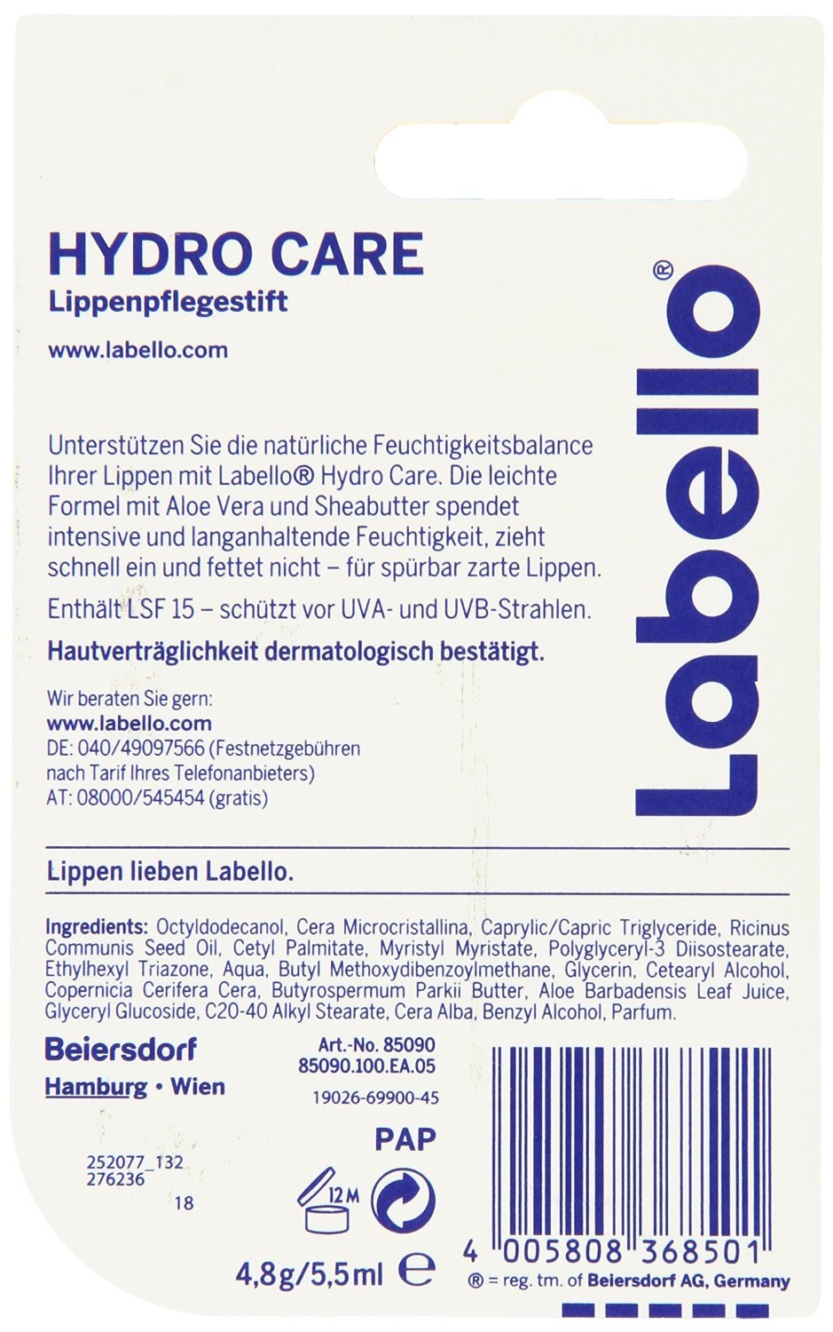 Labello Hydro Care Lip Balm - 3 Pack | Moisturizing Lip Balm with Jojoba Oil