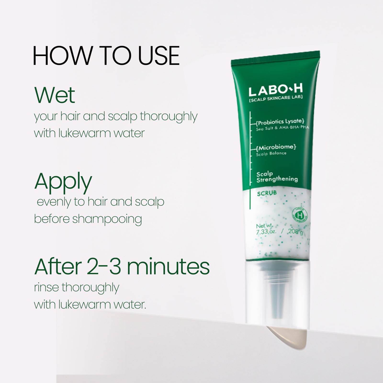 LABO-H Scalp Strengthening Scrub – Hair Growth Support, Rosemary & Sea Salt, Vegan, Sulfate Free, 7.33 Fl Oz