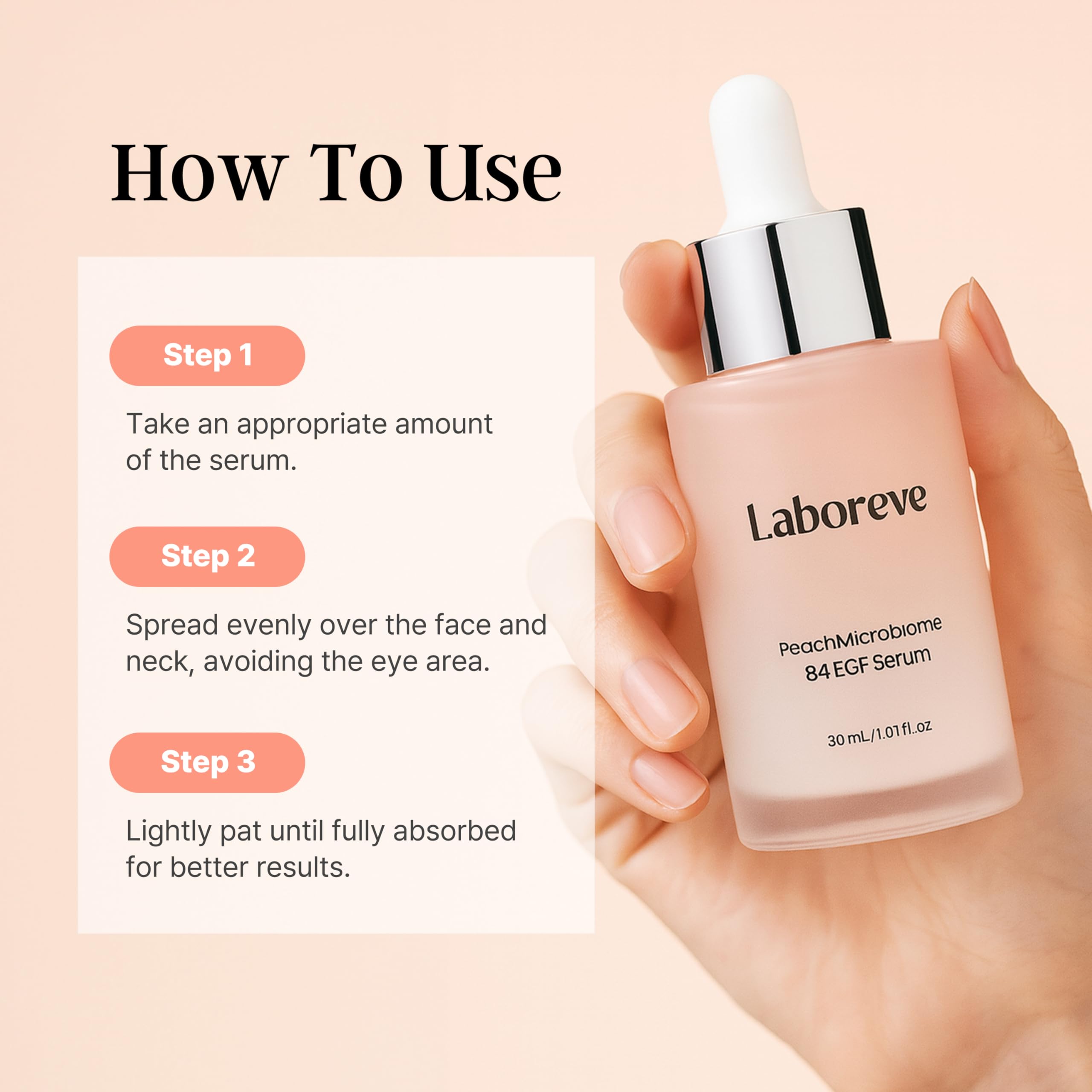 Laboreve PeachMicrobiome 84 EGF Serum | Probiotic Skincare for Hydration, Elasticity & Radiance | Korean Microbiome Science