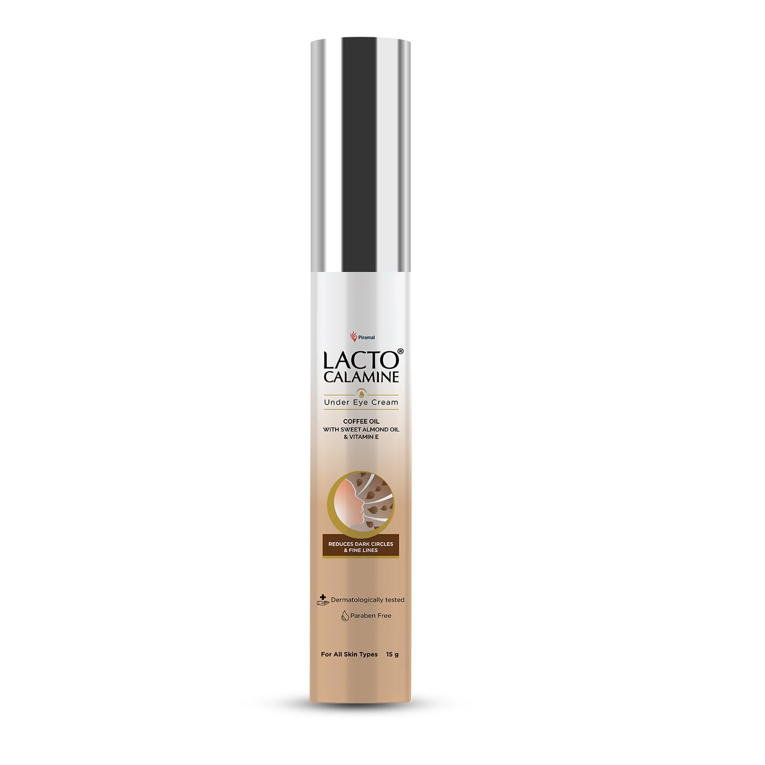 Lacto Calamine Under Eye Cream for Dark Circles – Cooling Roller (15g) with Coffee Oil, Niacinamide & Vitamin E