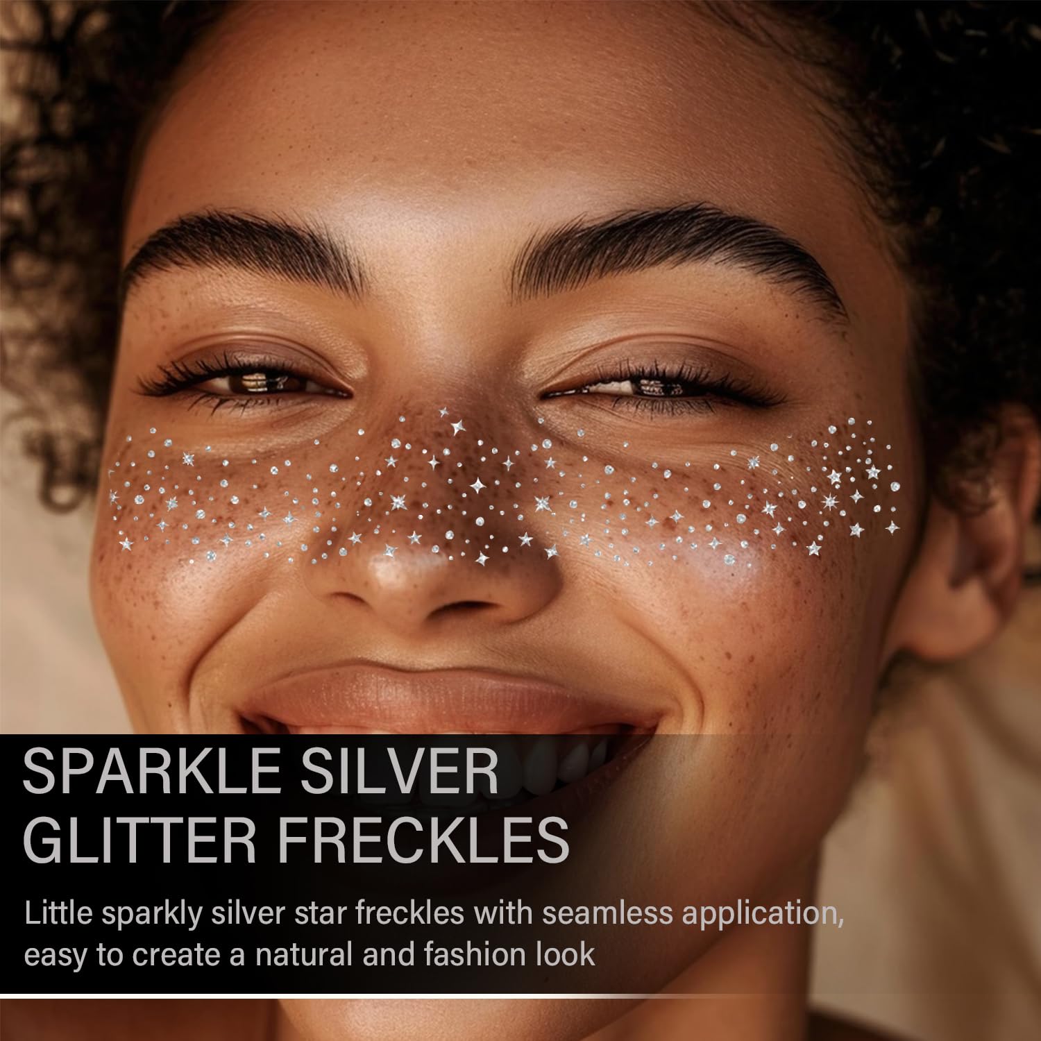 LADDYFOX 20 Pcs Silver Face Patches – Glitter Freckles, Waterproof Temporary Tattoos