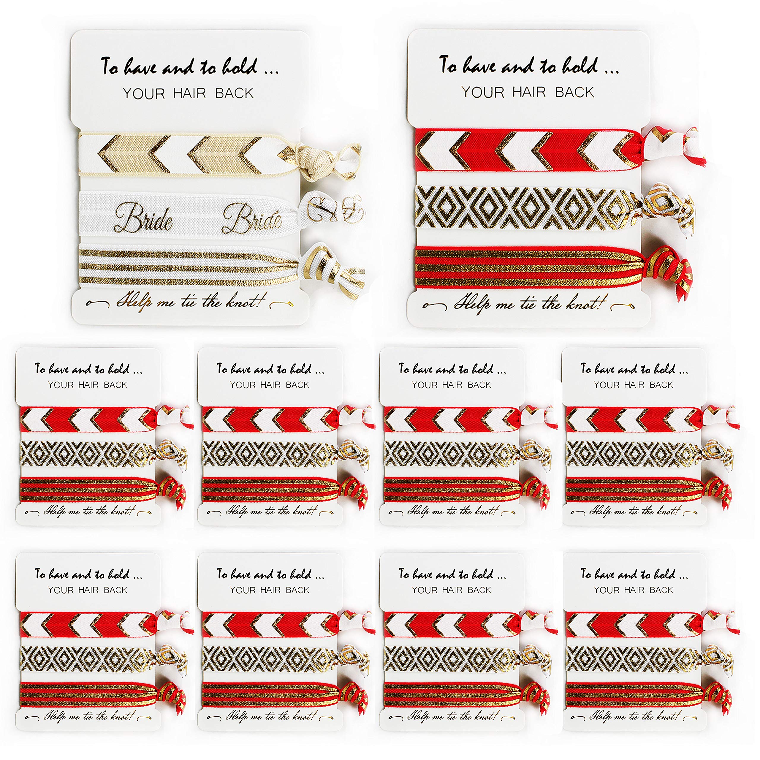 LADY&HOME Bride Tribe Hair Tie – 30 Count in Wine Red for Bachelorette Party Gifts