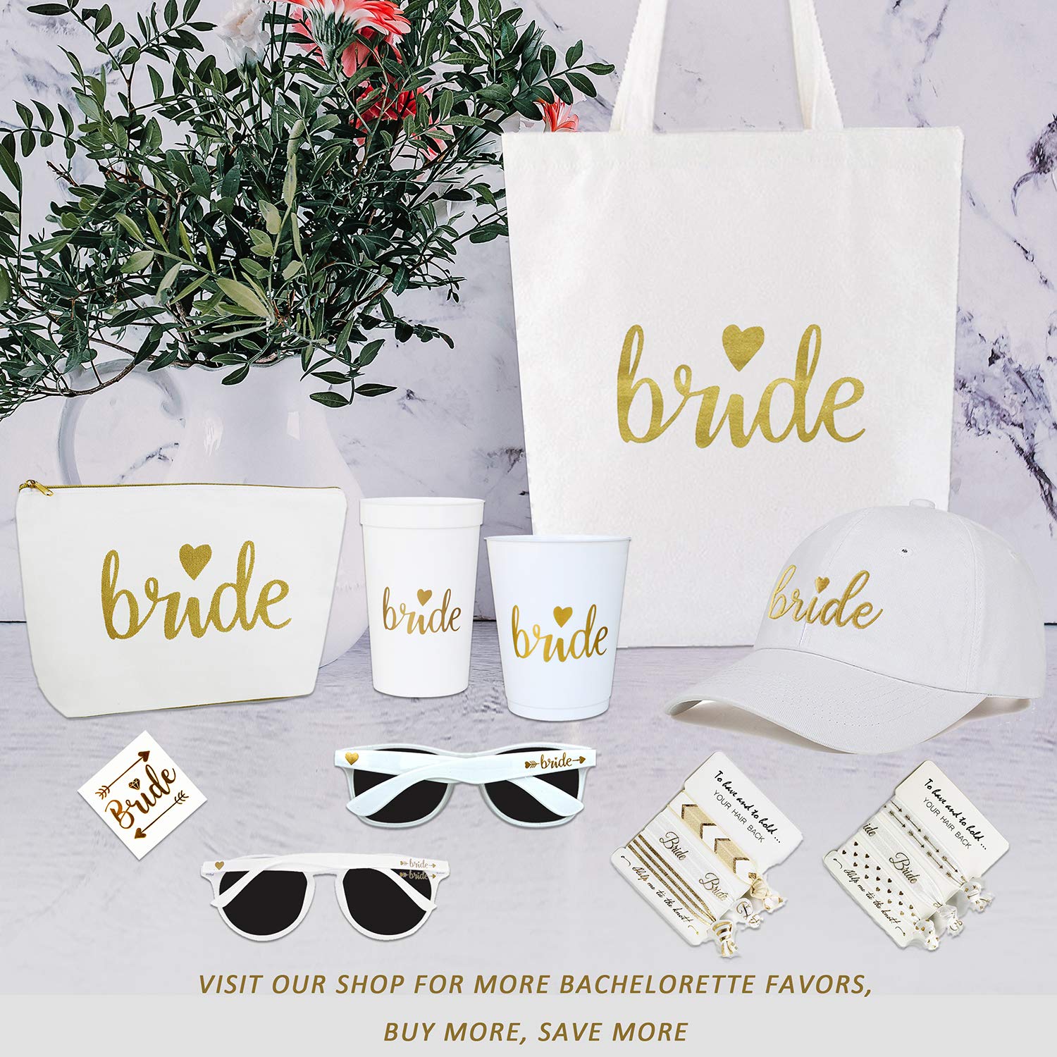 LADY&HOME Bride Tribe Hair Tie – 30 Count in Wine Red for Bachelorette Party Gifts