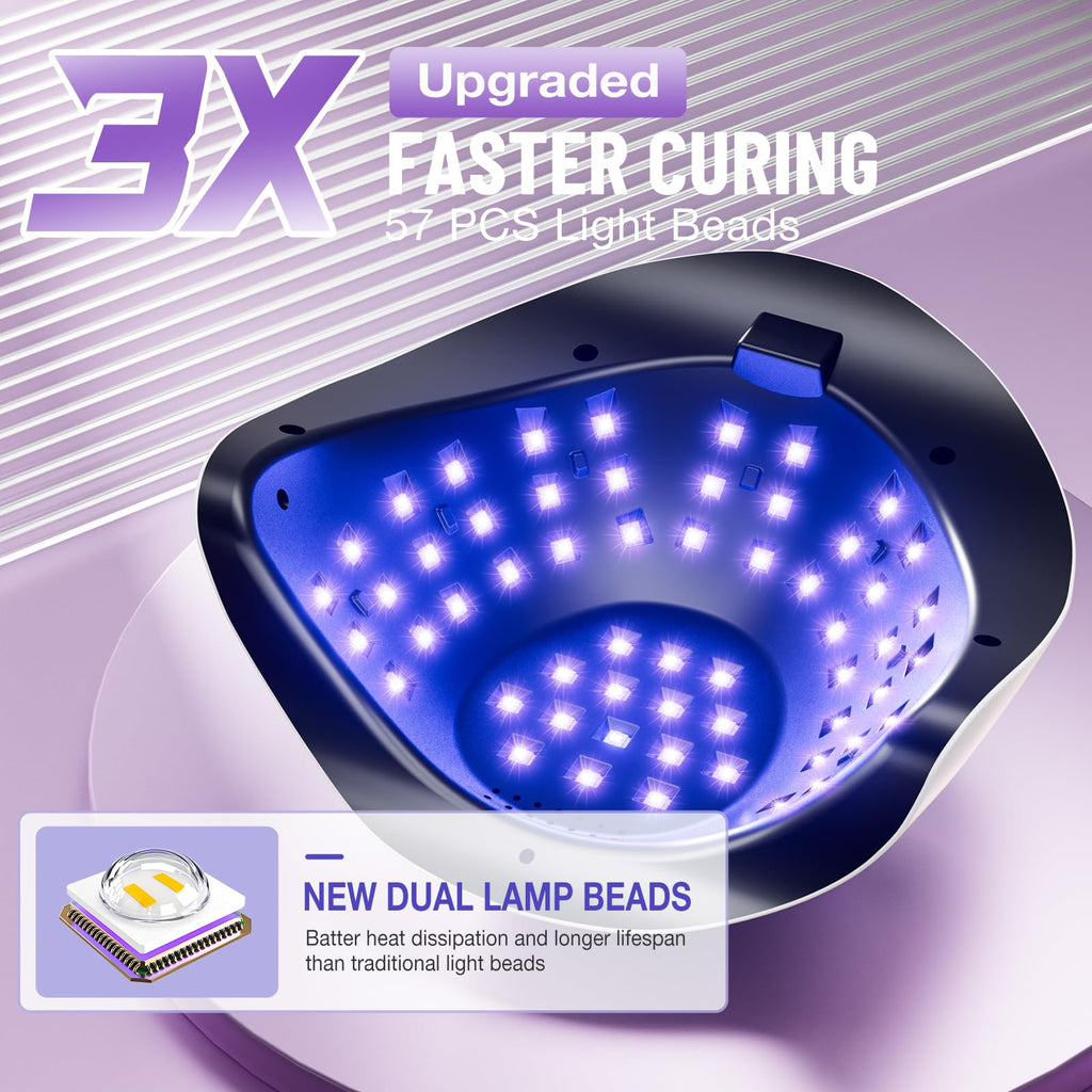 LadyMisty 268W UV LED Nail Lamp | 57 Beads, LCD Touch, 4 Timers, 2026 Upgrade – Black