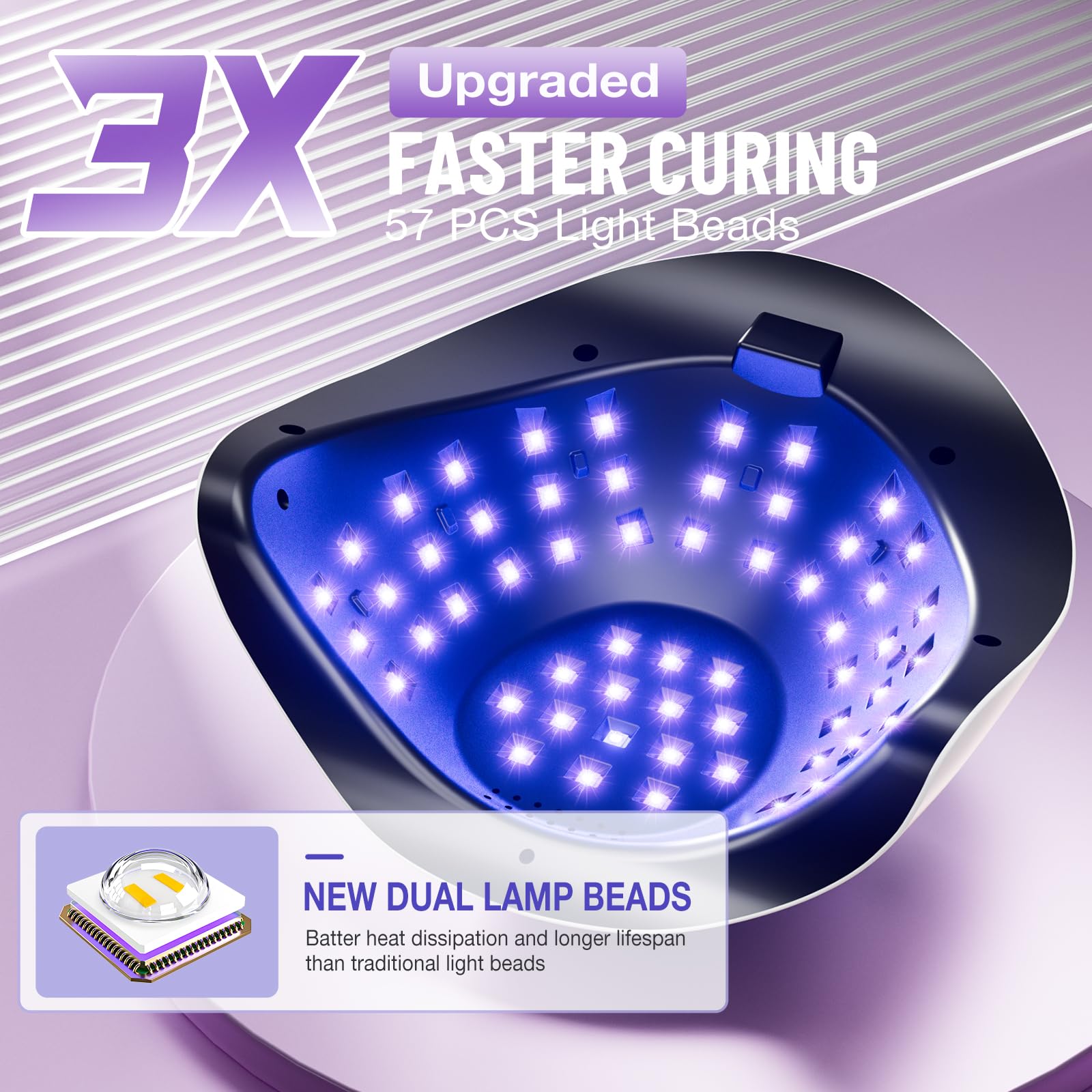 LadyMisty 268W UV LED Nail Lamp | 57 Beads, LCD Touch, 4 Timers, 2026 Upgrade – Black