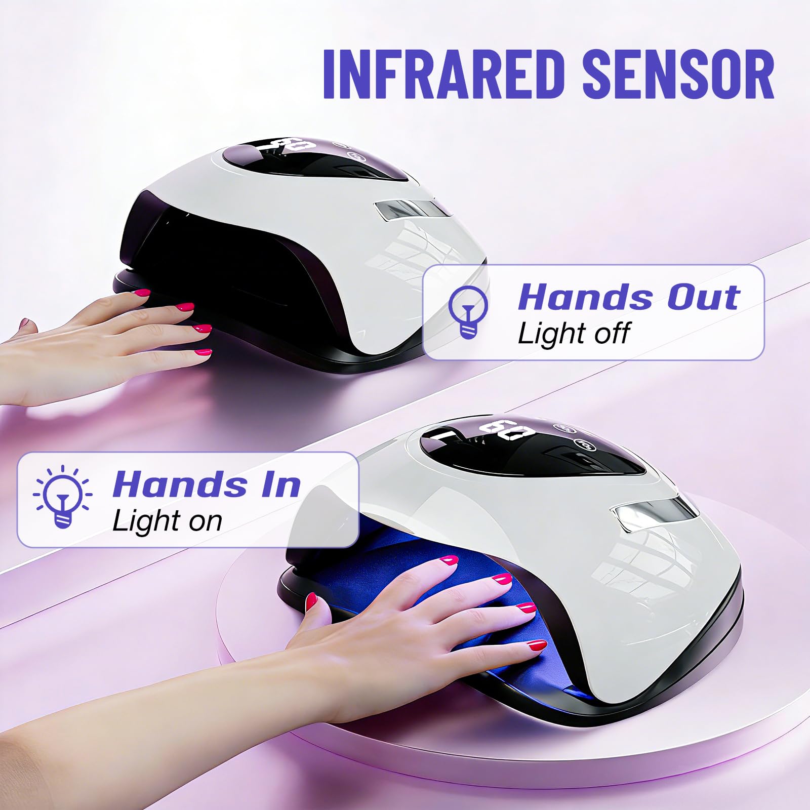 LadyMisty 268W UV LED Nail Lamp | 57 Beads, LCD Touch, 4 Timers, 2026 Upgrade – Black