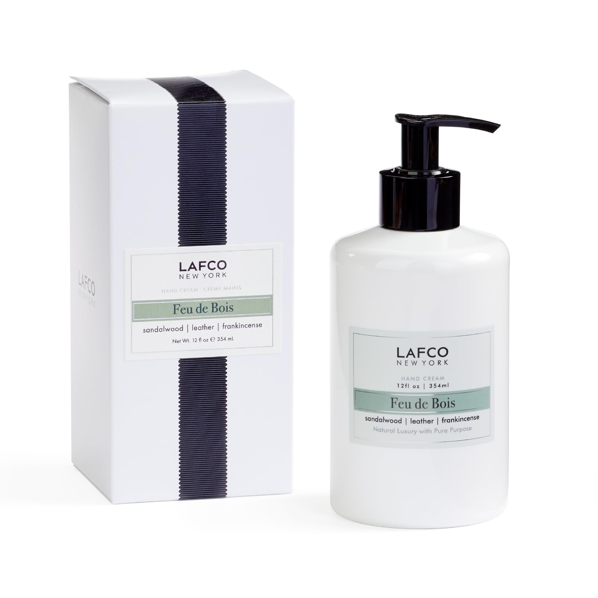 LAFCO New York Feu de Bois Hand Cream 12oz – Hydration, Scent, Plant-Based Formula