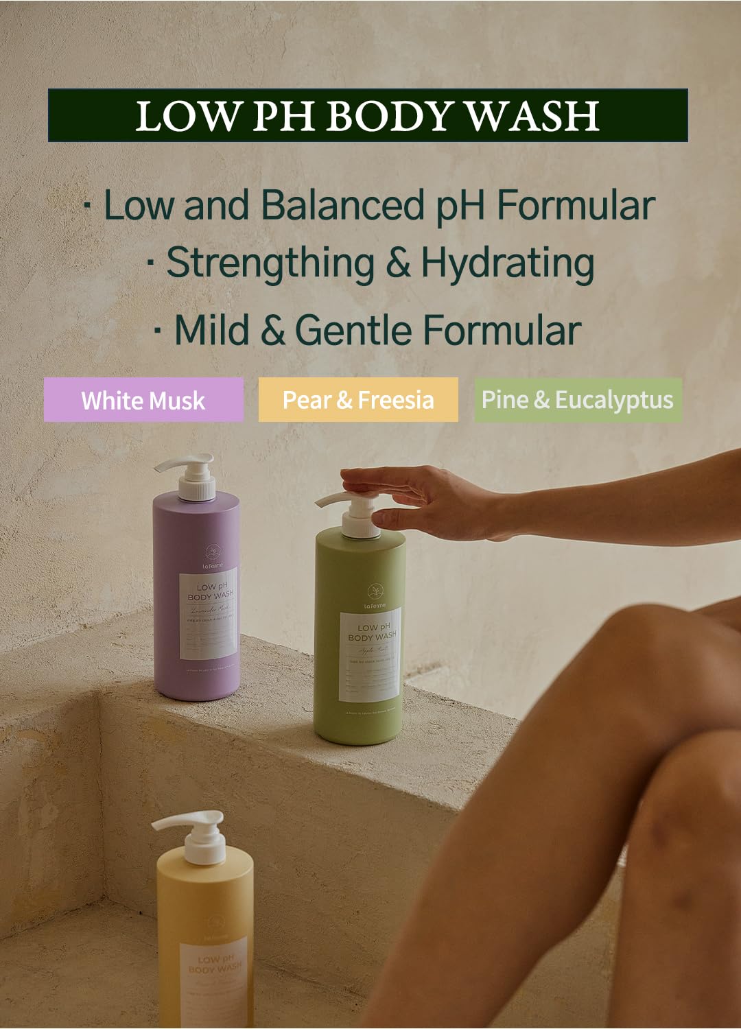 laferme Low pH Gentle Body Wash – Organic, Hypoallergenic Hydration (Pear & Freesia) 33 oz