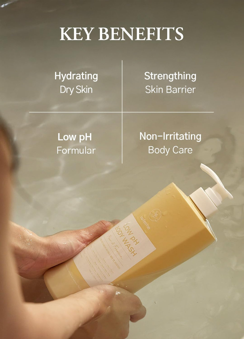 laferme Low pH Gentle Body Wash – Organic, Hypoallergenic Hydration (Pear & Freesia) 33 oz