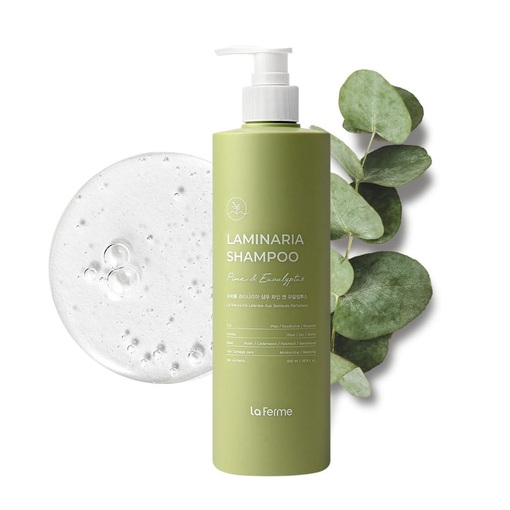 Laferme Laminaria Shampoo with Organic Ingredients – Korean Clarifying, Hydrating & Strengthening, Sulfate & Paraben-Free, 16.9 oz, Pine Eucalyptus