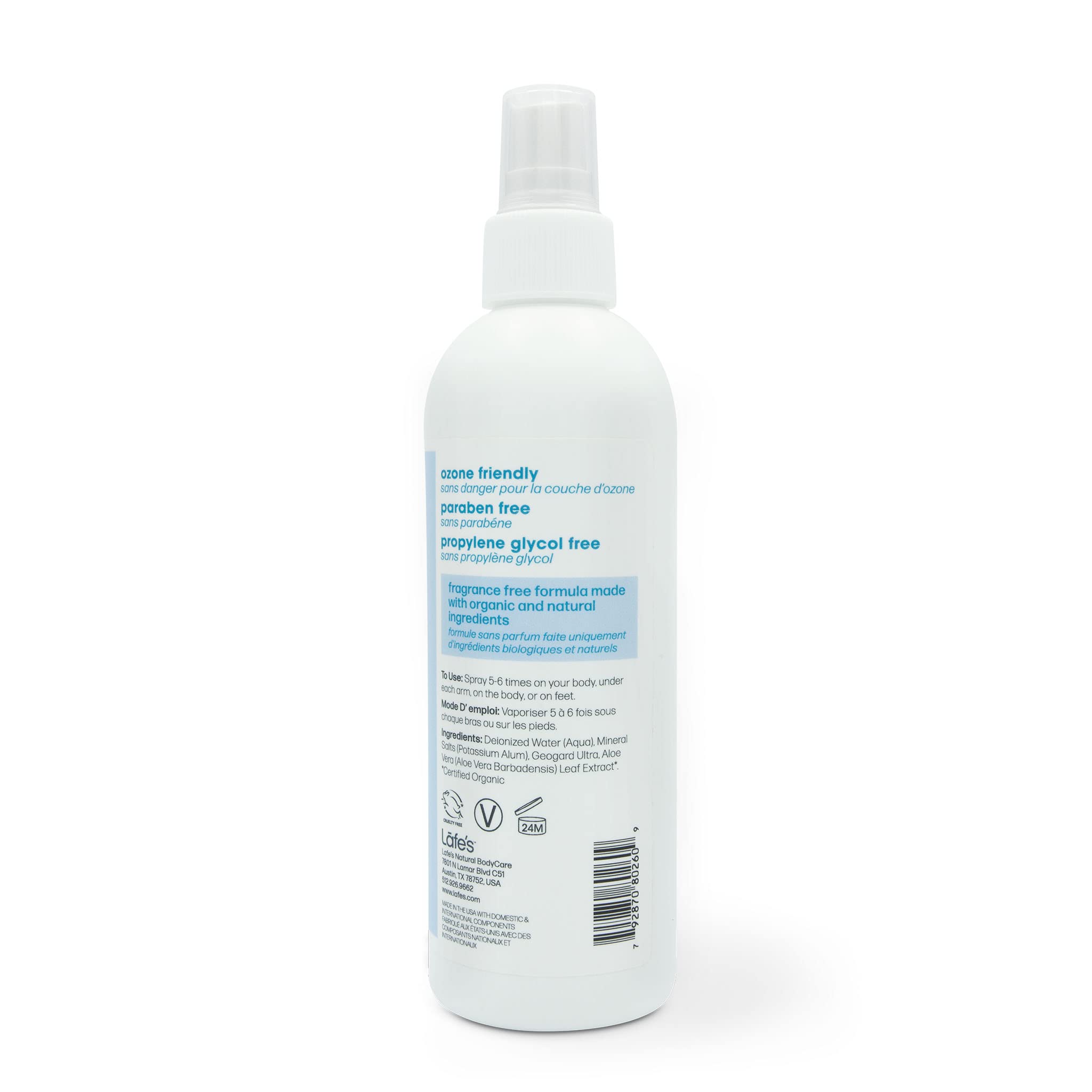 Lafe's Natural Deodorant 8oz Unscented Spray | 24-Hour Protection (Pack of 2)