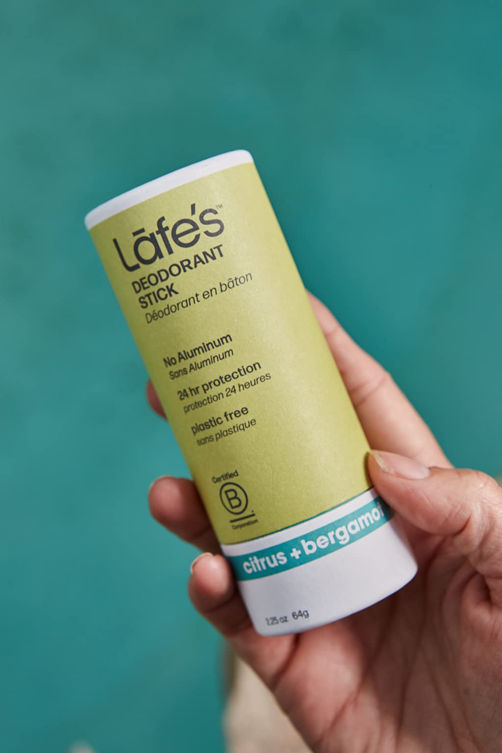 Lafe's Natural Deodorant | 2.25oz Plastic-Free Paper Packaging | Citrus & Bergamot, 24-Hour Protection