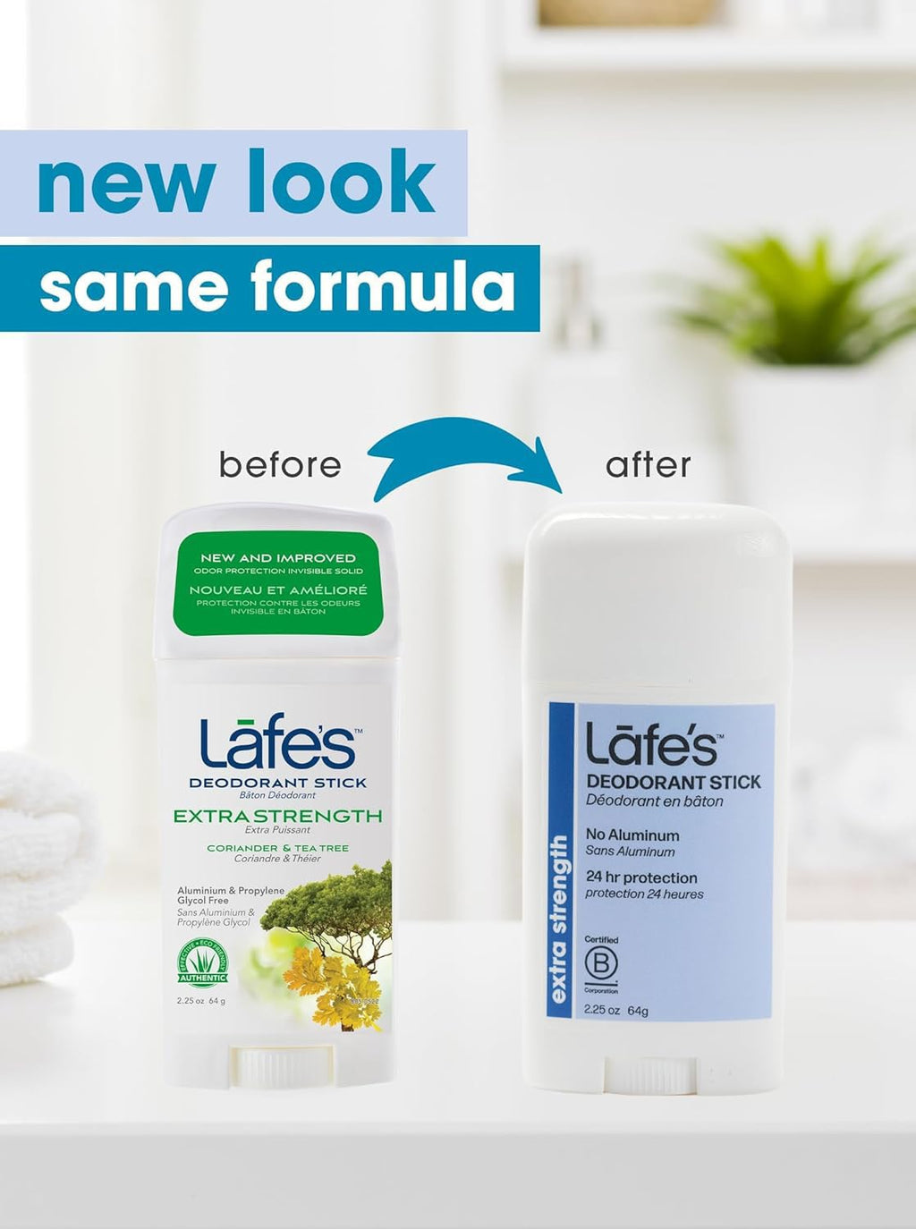Lafe's Natural Deodorant 3-Pack - Aluminum-Free, Baking Soda-Free, Citrus & Bergamot Extra Strength, 2.25 oz