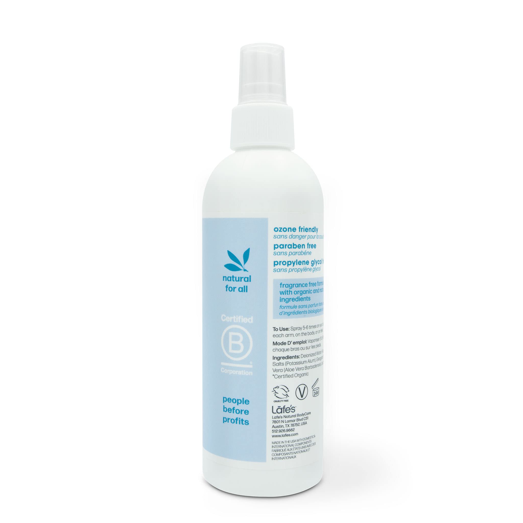 Lafe's Natural Deodorant 8oz Unscented Spray | 24-Hour Protection (Pack of 2)