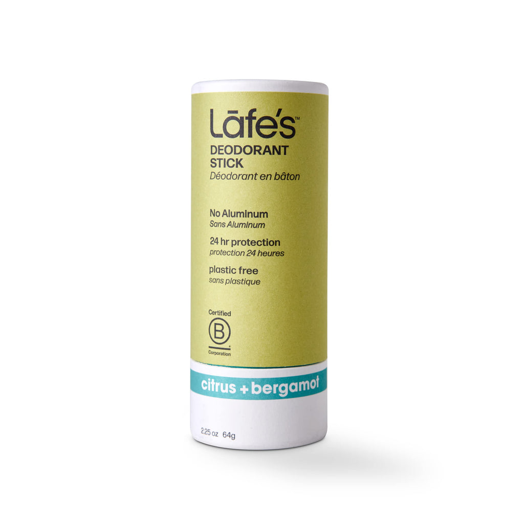 Lafe's Natural Deodorant | 2.25oz Plastic-Free Paper Packaging | Citrus & Bergamot, 24-Hour Protection