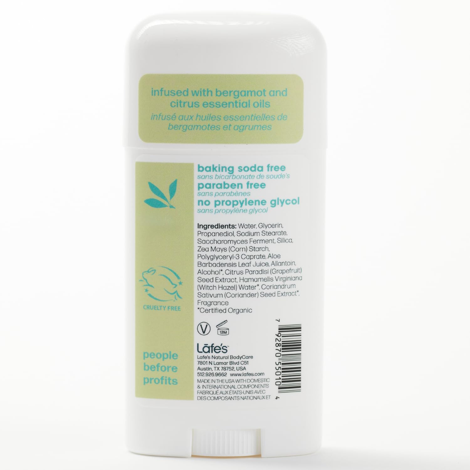 Lafe's Natural Deodorant | Aluminum-Free, Paraben-Free, Baking Soda-Free (2.25oz x2) Citrus & Bergamot