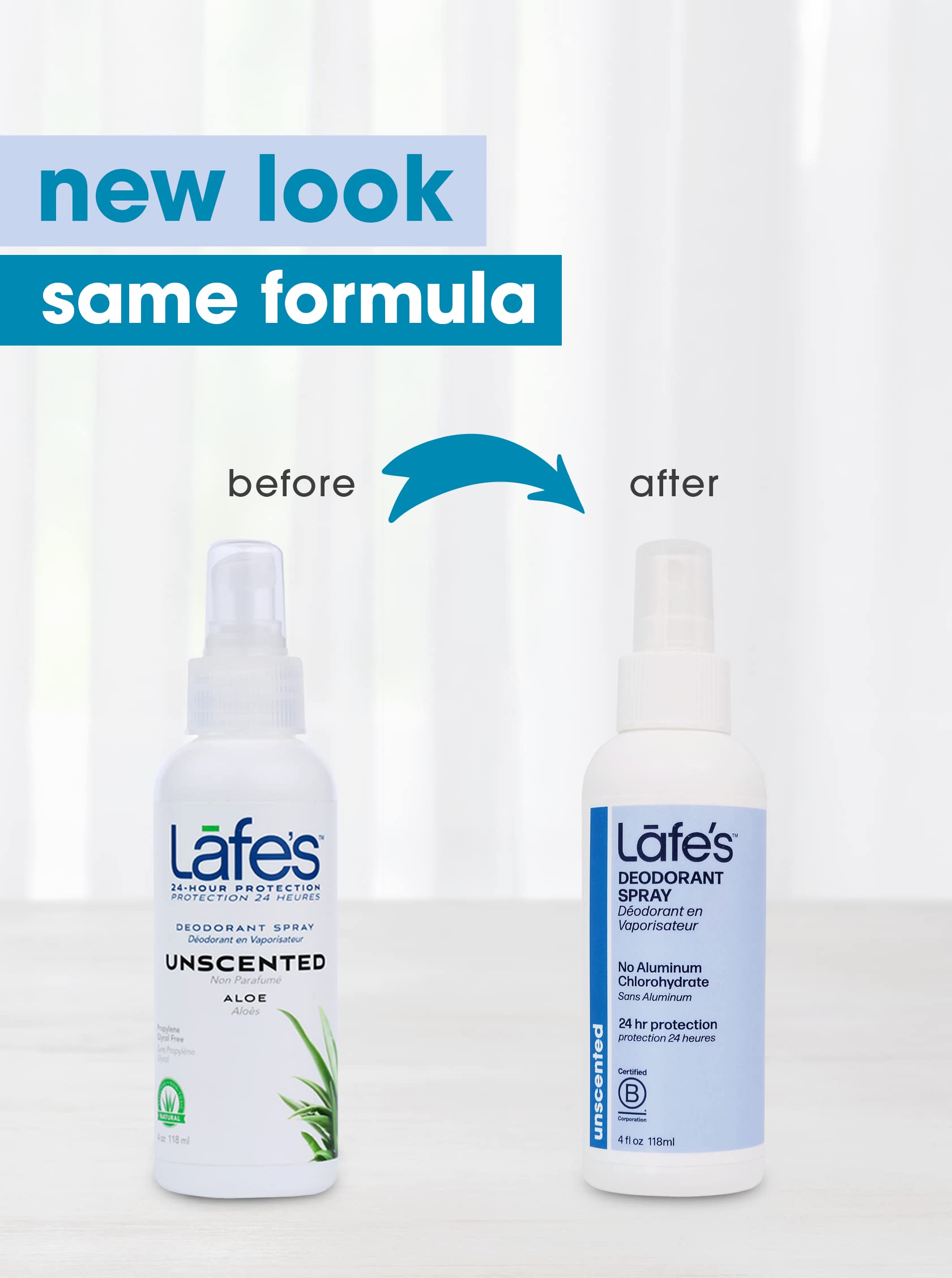Lafe's Natural Deodorant 8oz Unscented Spray | 24-Hour Protection (Pack of 2)