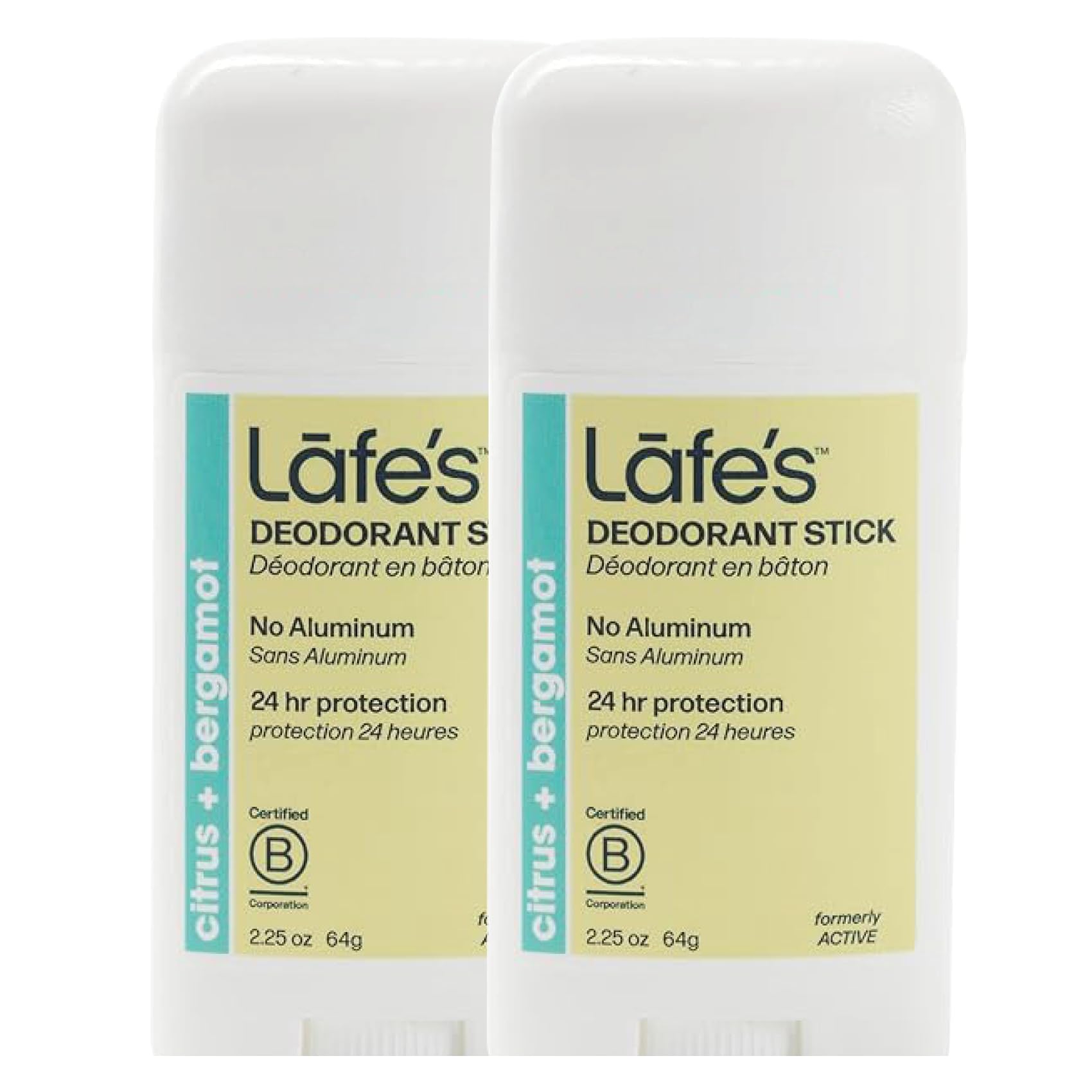 Lafe's Natural Deodorant | Aluminum-Free, Paraben-Free, Baking Soda-Free (2.25oz x2) Citrus & Bergamot
