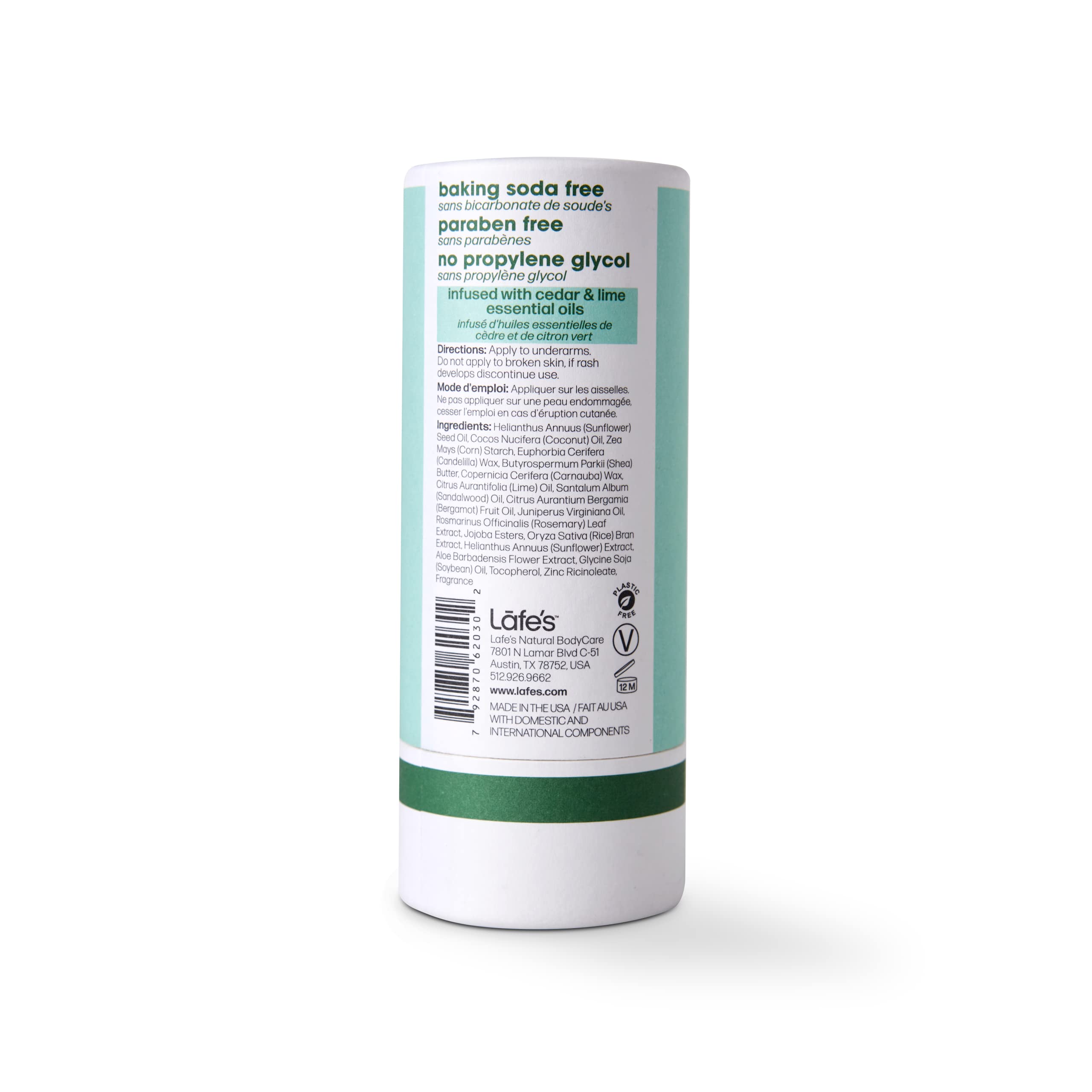 Lafe's Cedar & Lime Deodorant | Plastic-Free Paper Packaging | 24-Hour Protection