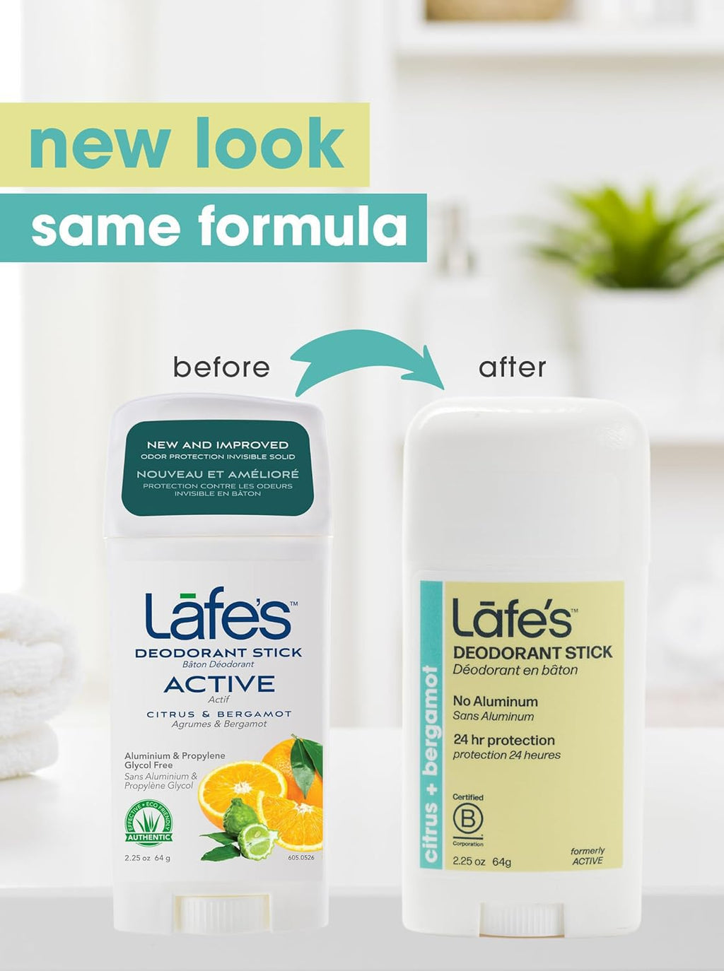 Lafe's Natural Deodorant 3-Pack - Aluminum-Free, Baking Soda-Free, Citrus & Bergamot Extra Strength, 2.25 oz