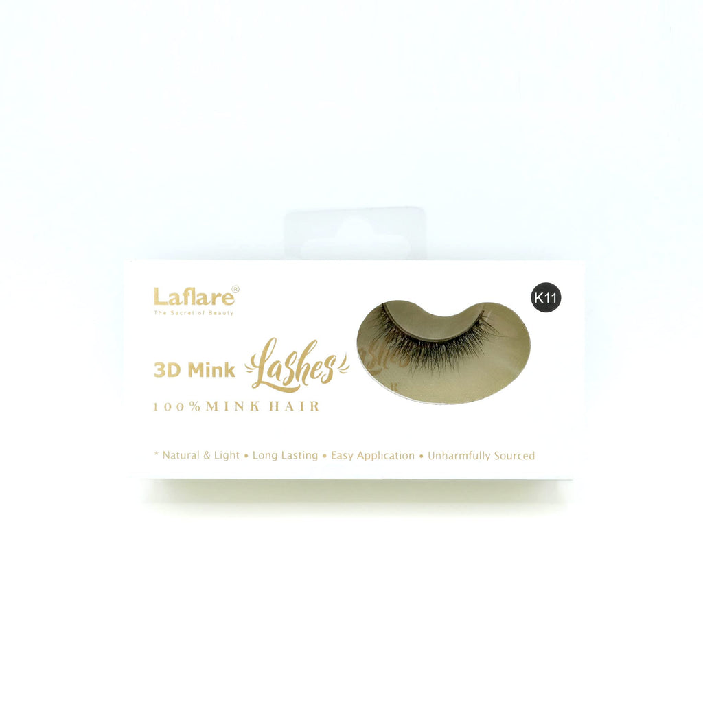 Laflare 3D 100% Real Mink Eyelashes K11 – Luxurious Handmade, Lightweight & Natural Look