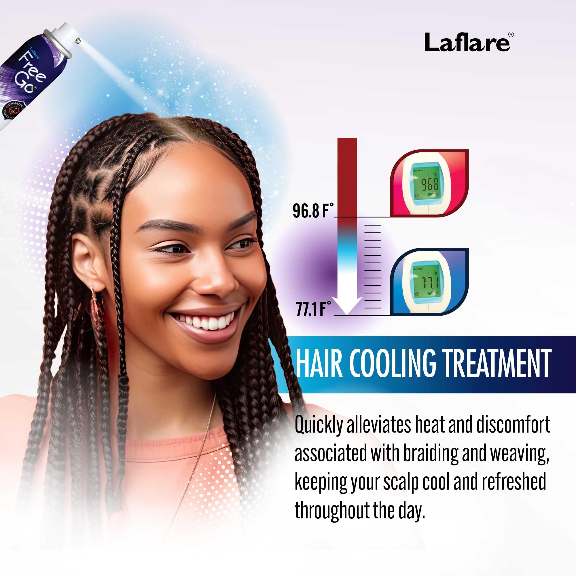 Laflare Cooling Spray for Braiding, Wig & Weaving – Instant Temperature Relief & Itch Comfort (80 ml)