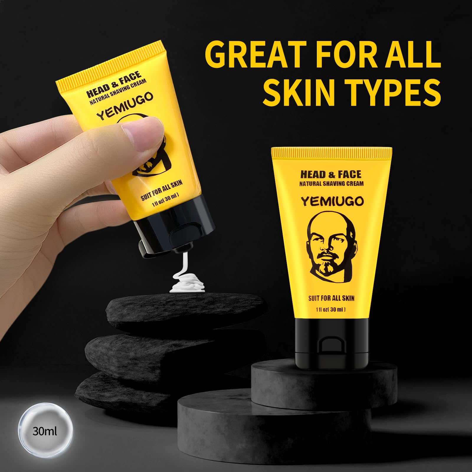 Lagogia Bee Shaving Cream – Light, Smooth Shave for Face & Head, 2-Pack (2 x 30ml)