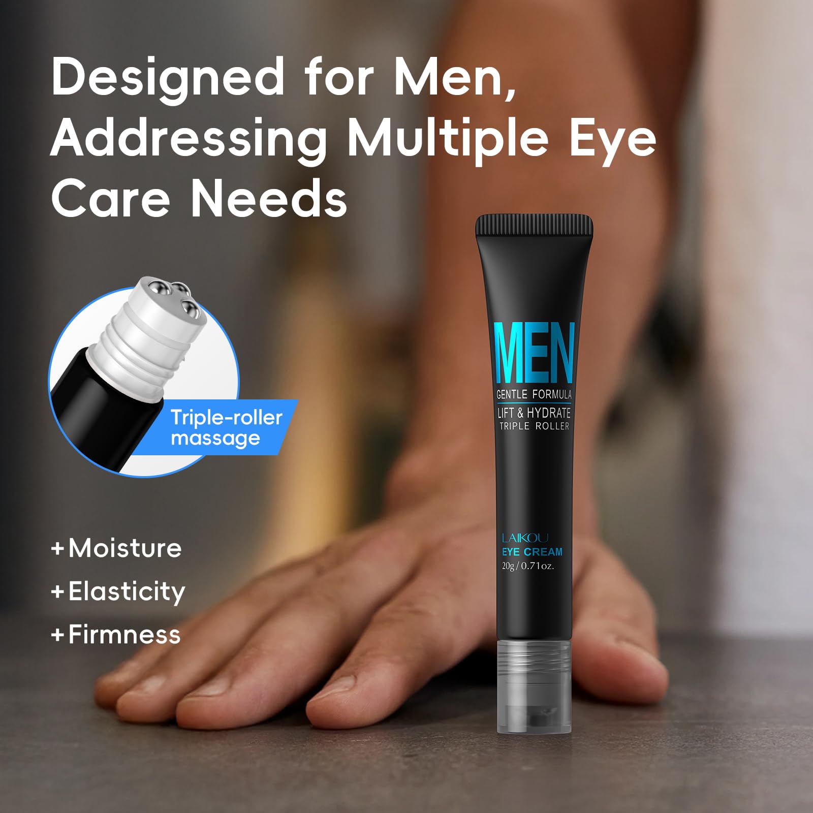 LAIKOU Men Skincare Set — Cleanser, Toner, Lotion, Eye Cream, Serum Gift Kit