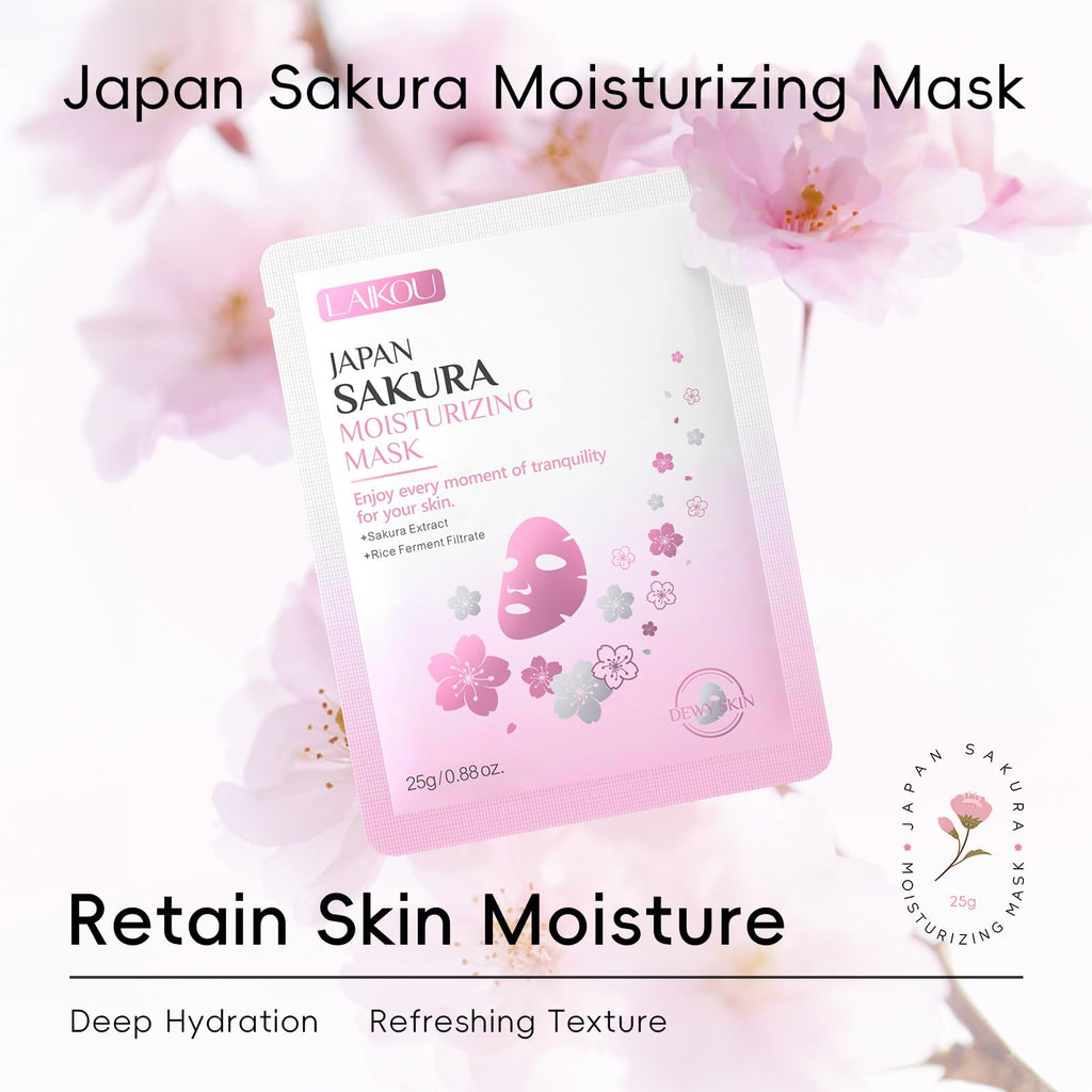 LAIKOU Sakura Skin Care Set | Face Mask, Serum, Cleanser, Toner, Eye Cream