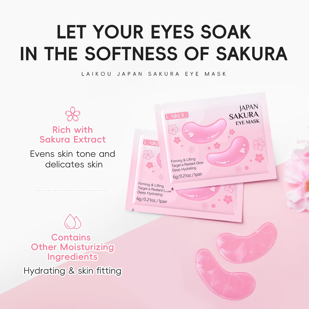 LAIKOU Sakura Skin Care Set | Face Mask, Serum, Cleanser, Toner, Eye Cream