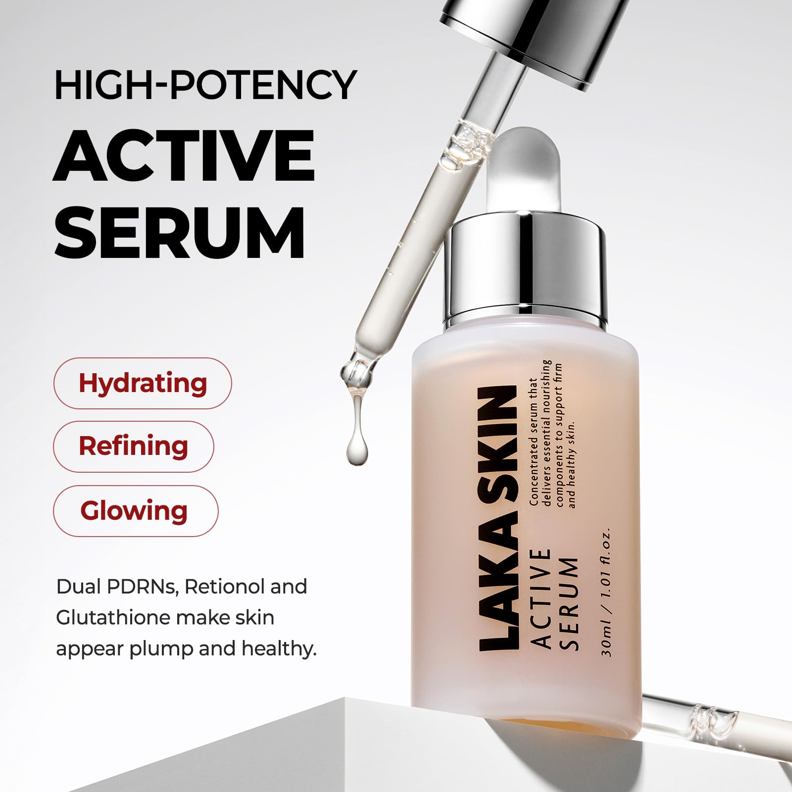 Laka Skin Active Serum – Glutathione, Dual PDRN, Hyaluronic Acid, 30ml