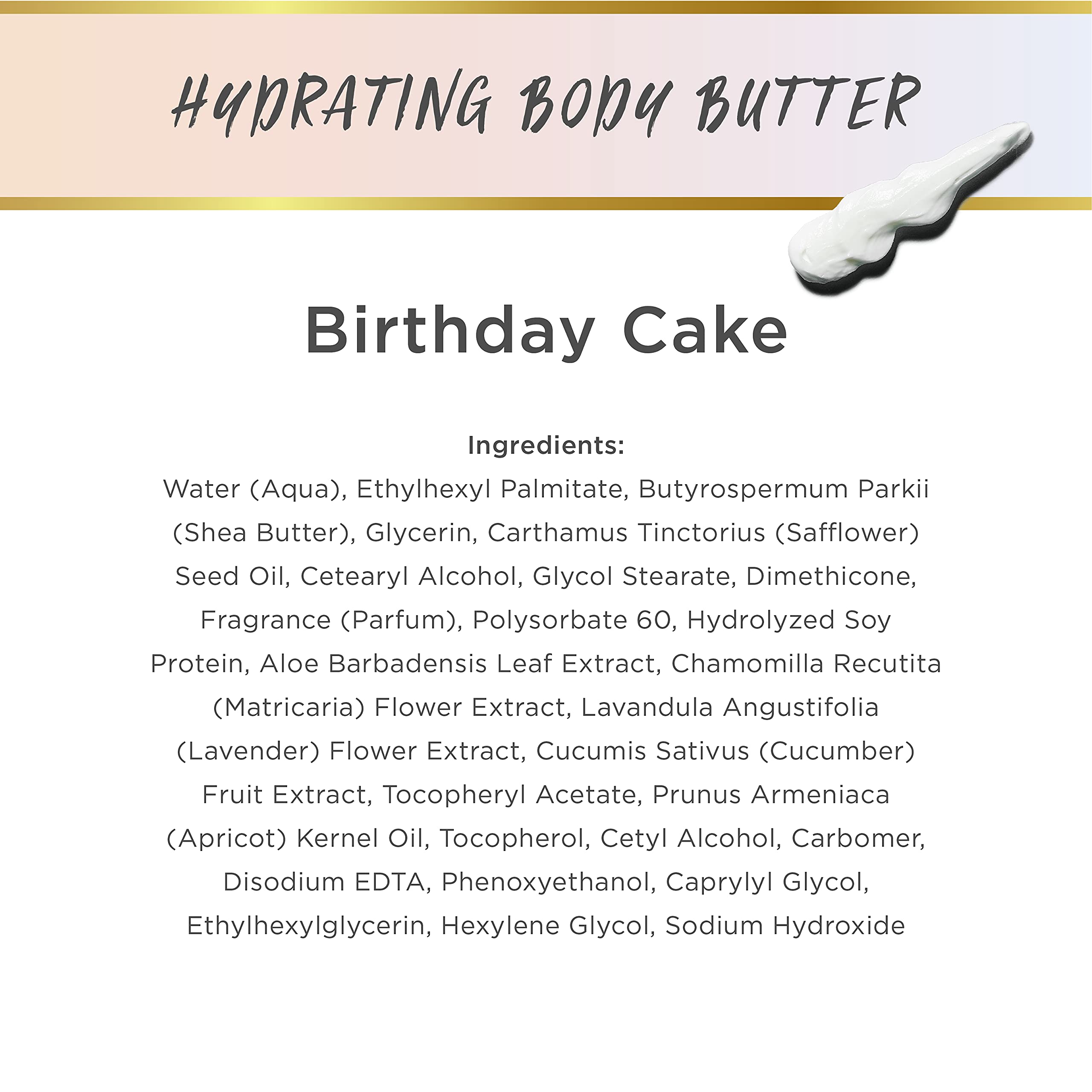LaLicious Birthday Cake Shimmering Body Butter – Hydrating Whipped Shea, Vitamin E, Apricot Oil (8 oz)