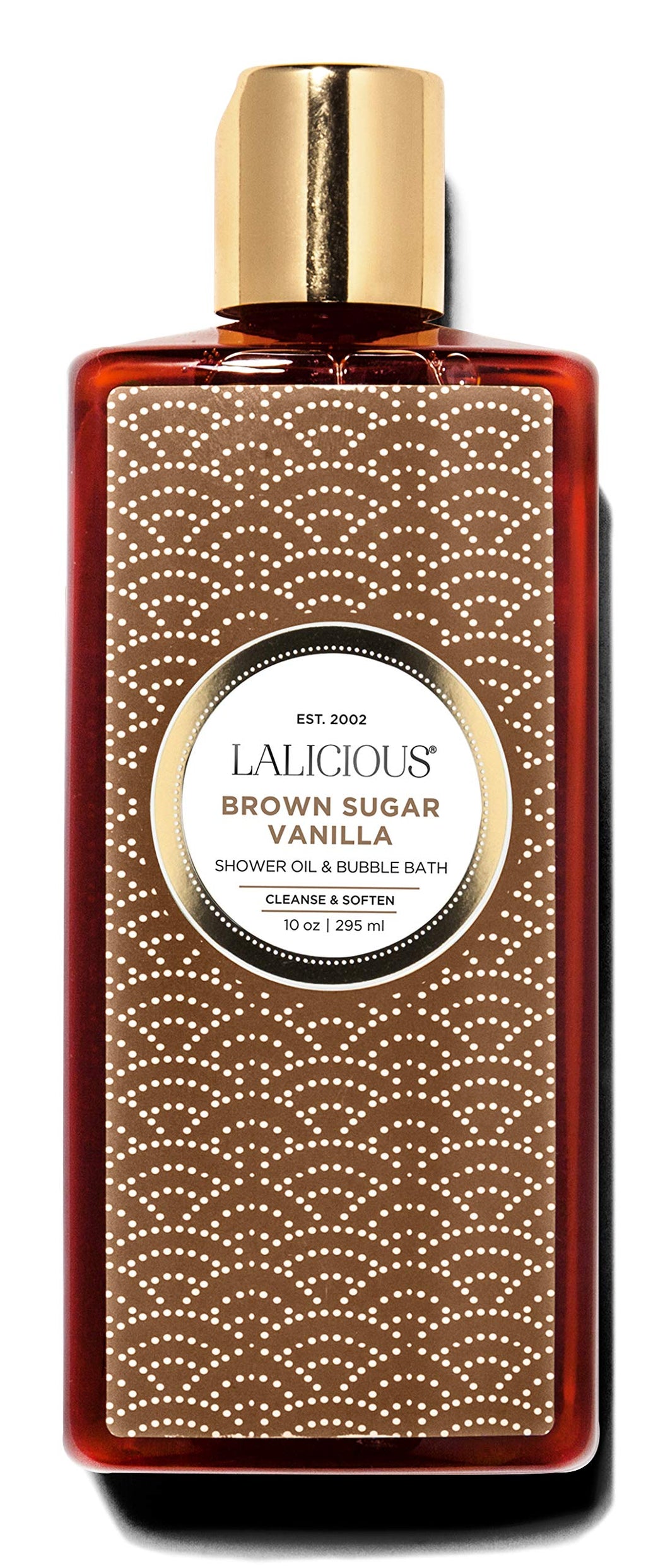 LaLicious Brown Sugar Vanilla Shower Oil & Bubble Bath – Probiotics, Grapeseed Oil, Paraben-Free (10oz)