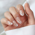 LAMIMOSA Swan Lake 32Pcs French Tip Press-On Nails Short Almond 16 Sizes