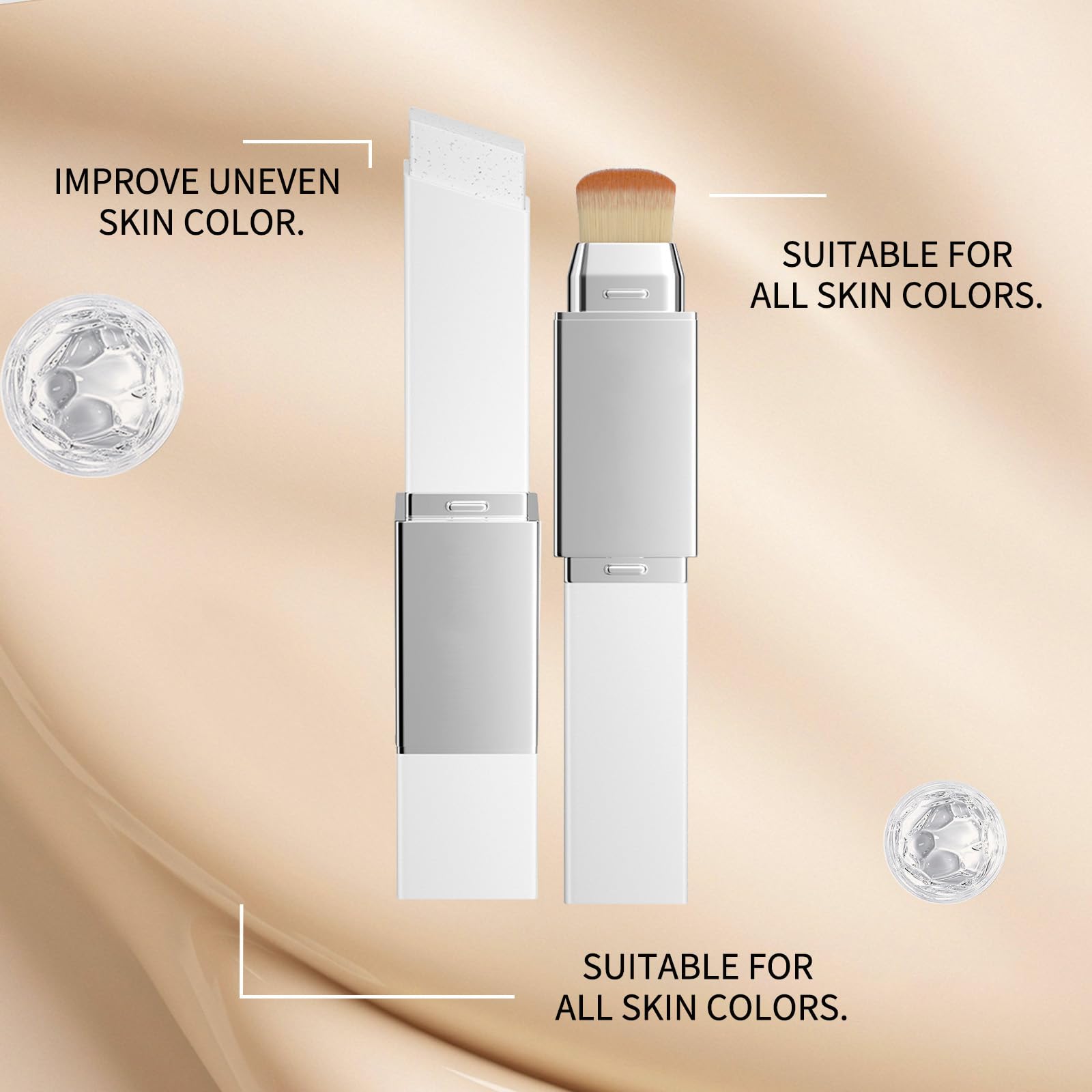 Lampolar Blanc Cover Cream Stick – Color-Changing Foundation with Dual-Ended Brush (Medium to Full Coverage)