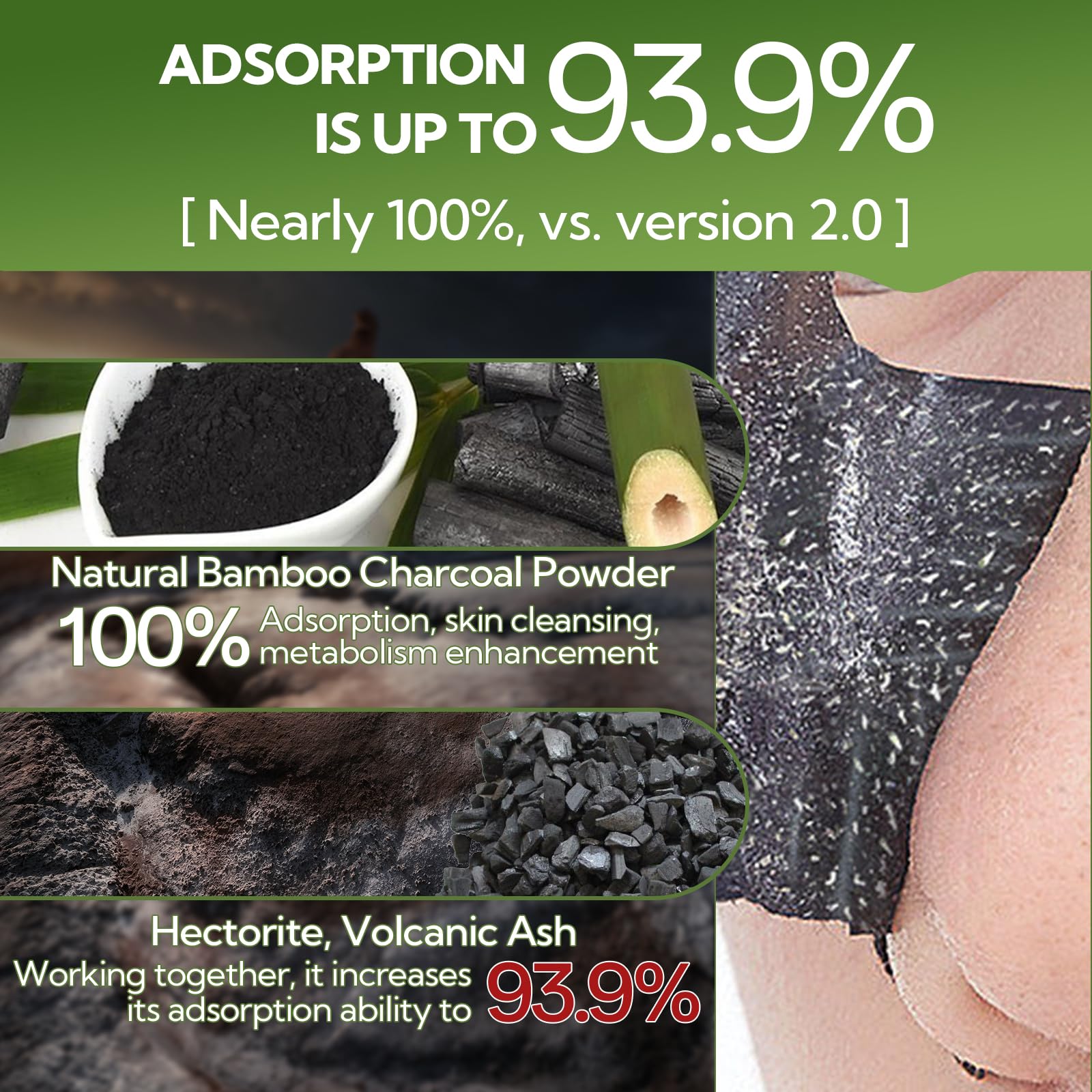 LANBENA Upgraded 2.0 Bamboo Charcoal Blackhead Remover Mask – 60 Nose Strips