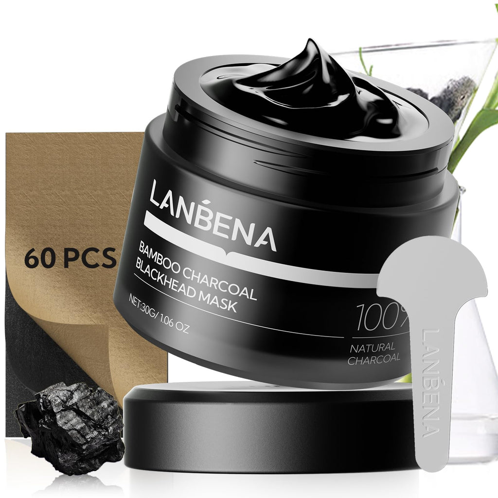 LANBENA Bamboo Charcoal Blackhead Mask & Nose Strips – Deep Pore Cleansing (60 Pcs)
